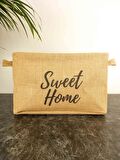 Sweet Home Jüt Hasır Ev Düzenleyici Mutfak Banyo Salon Sepeti Katlanır Sıvı Korumalı Büyük