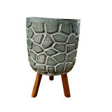 Bitki Tasarımı Ev dekorasyon Yeşil Eskitme Taş Desen Beton Saksı Ayaklı Çiçeklik Saksılık