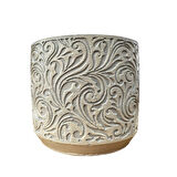 Bitki Tasarımı Ev dekorasyon Bej Çiçek Desen Beton Saksı Çiçeklik Saksılık