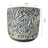 Bitki Tasarımı Ev dekorasyon Mavi Eskitme Çiçek Desen Beton Saksı Çiçeklik Saksılık