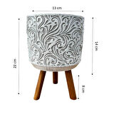 Bitki Tasarımı Ev dekorasyon Gri Çiçek Desen Ayaklı Beton Saksı Çiçeklik Saksılık