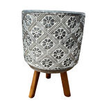 Bitki Tasarımı Ev dekorasyon Gri Yonca Ayaklı Beton Saksı Çiçeklik Saksılık