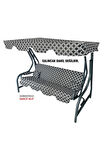 Süngersiz Tenteli Salıncak Kumaş Seti 3 Kişilik 162x48 Cm Siyah Zincir