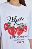 White Fox  Life  Is Sweat Baskılı Bisiklet Yaka T-shirt Kadın