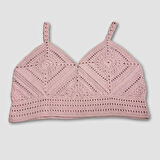 Uretti - Yıldız 7202 - El Örgüsü Crop Büstiyer Bikini Üstü Motif - Lila
