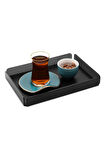 Siyah Pleksi Çay Kahve Sunum Servis Tepsisi  Ofis  Masa Üstü Evrak Düzenleyici- Banyo Organizer Şık ve Dayanıklı  25x17cm