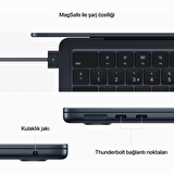 Apple MacBook Air 13'' M2 Çip 8 Çekirdekli CPU 8 Çekirdekli GPU 8 GB Bellek 256GB SSD Gece Yarısı - MLY33TU/A