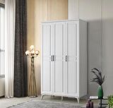 Ücretsiz Montaj - 100% MDF Sport 3 Kapaklı Beyaz Gardırop - MDF Dolap - Elbise Dolabı