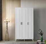 Ücretsiz Montaj - 100% MDF Sport 3 Kapaklı Beyaz Gardırop - MDF Dolap - Elbise Dolabı