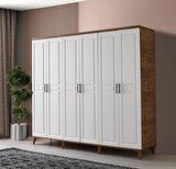 Ücretsiz Montaj - 100% MDF Sport 6 Kapaklı Beyaz Gardırop - MDF Dolap - Elbise Dolabı