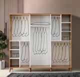 Ücretsiz Montaj - 100% MDF Sport 6 Kapaklı Beyaz Gardırop - MDF Dolap - Elbise Dolabı