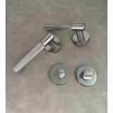 Rivax Meta İnox Zamak Yuvarlak Rozetli Wc Banyo Kapı Kolu 1 Takım