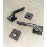 Rivax Anka Mat Antrasit Gri Zamak Kare Rozetli Wc Banyo Kapı Kolu 1 Takım