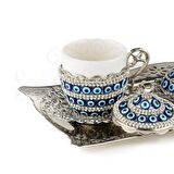 Nazar ve Swarovski Taşlı Nescafe Seti 2'li Gelincik Nikel
