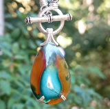 2446 Madagaskar Akik Garnet Turkuaz Hematit düğümlü el yapımı kolye