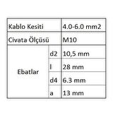 GYU1006 Yuvarlak Uçlu İzoleli Kablo Ucu 100 Adet.