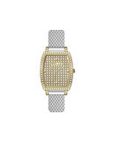 WEL3362-1 Dikdörtgen Taşlı Kasa Tasarımı Gold Kadran Gümüş Kaplama Hasır Kordon Kadın Kol Saati