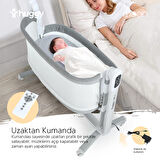 Huggy Moon Otomatik Sallanabilir Kumandalı Oyun Parkına Dönüşebilen Anne Yanı Elektrikli Beşik