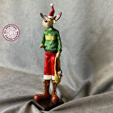 Uretti - Funda 1603 - El Yapımı Sevimli Geyik Adam Yılbaşı Biblosu - 10 x 33 cm