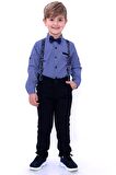 Erkek Çocuk Koyu Mavi Desenli 1-8Yaş Oxford GömlekliTakım 6215-1