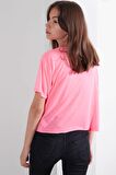 Kız Çocuk Neon Pembe Love Yazı Baskı 7-15 Yaş T-Shirt 4815