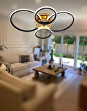 TT035-4-SYSR TT Aydınlatma Drone Modeli Mat Siyah - Sarı 4 lü ( Gün Işığı ) Led Avize