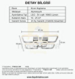 TT302-4+1-KR KARE TT Aydınlatma Krom Kaplama Plofonyer 5 li ( Beyaz Işık ) Led Avize
