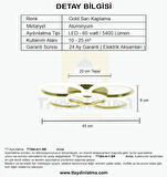 TT304-4+1-SR-GNR YUVARLAK TT Aydınlatma GÜN IŞIĞI LED Sarı Kaplama 5 li Led Avize