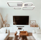 TT050-BY TT Aydınlatma Baklava Desen Mat Beyaz 4 lü ( Sarı Işık ) Led Avize