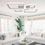 TT050-BY TT Aydınlatma Baklava Desen Mat Beyaz 4 lü ( Sarı Işık ) Led Avize