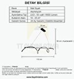 TT038-SY TT Aydınlatma Kıvrımlı Masa Üstü Modeli Siyah (3 Renk Işık Modüllü ) Led Avize