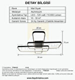 TT040-SY TT Aydınlatma Mat Siyah Plofonyer ( Beyaz Işık ) Led Avize