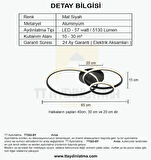 TT323-SY TT Aydınlatma 3 Halkalı Mat Siyah Plofonyer ( Gün Işığı ) Led Avize