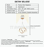 TT306-25-FSR TT Aydınlatma Orta Kavis Fransız Sarı Kaplama ( 3 Renk Işık Modüllü ) Ledli Avize