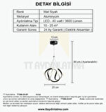 TT306-25-SY TT Aydınlatma Orta Kavis Mat Siyah ( Gün Işığı ) Ledli Avize