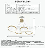 TT025-FSR TT Aydınlatma Yılan Modeli Fransız Sarı Kaplama ( Beyaz Işık ) Led Avize