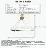 TT400-2 KR TT Aydınlatma Dikdörtgen ( Gün Işığı )  2 li Krom Kaplama Led Avize