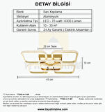 TT302-4+1-SR KARE TT Aydınlatma ( Sarı Işık ) Sarı Kaplama Plofonyer 5 li Led Avize