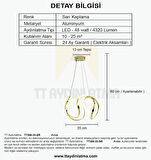 TT306-35-SR TT Aydınlatma ( 3 Renk Işık Modüllü ) Kavis Modeli Sarı Kaplama Led Avize