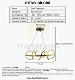 TT314-SR TT Aydınlatma ( Beyaz Işık ) Büyük Sarmal Modeli Sarı Kaplama Led Avize