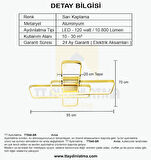 TT040-SR TT Aydınlatma ( Beyaz Işık ) Sarı Kaplama Plofonyer Led Avize