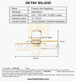 TT040-FSR  TT Aydınlatma ( 3 Renk Işık Modüllü ) Fransız Sarısı Kaplama Plofonyer Led Avize