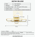TT324-SR TT Aydınlatma ( Sarı Işık ) 57 x 17 Profil Sarı Kaplama 3 lü Plofonyer Led Avize