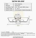 TT500-6-KR TT Aydınlatma Krom Kaplama ( 3 Renk Işık Modüllü ) Plofonyer 6 lı Led Avize