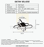 TT338-SY TT Aydınlatma Kasef Model ( Gün Işığı ) Mat Siyah Kaplama Led Avize