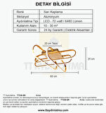 TT338-SR TT Aydınlatma Kasef Model ( Gün Işığı ) Sarı Kaplama Led Avize