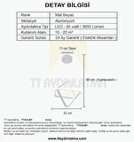 TT316-BY TT Aydınlatma 2Kare Modeli ( GÜN IŞIĞI ) Mat Beyaz Led Avize