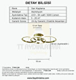 TT305-3-SR TT Aydınlatma ( GÜN IŞIĞI )   Sarı Kaplama 3 lü Led Avize