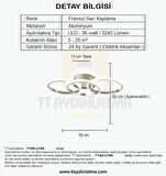 TT305-3-FSR TT Aydınlatma ( 3 RENK IŞIK ) Fransız Sarı Kaplama 3 lü Led Avize