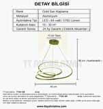 TT301-SR-3RN TT Aydınlatma 3 RENK IŞIK LED Yay Modeli Sarı Kaplama Led Avize